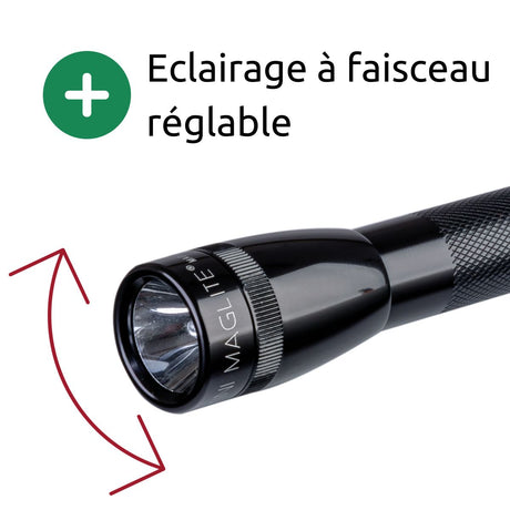 Lampe de poche compacte Mini M2A - IPX4 - 2 piles AA - 14 lumens - 14cm - Noir - Maglite