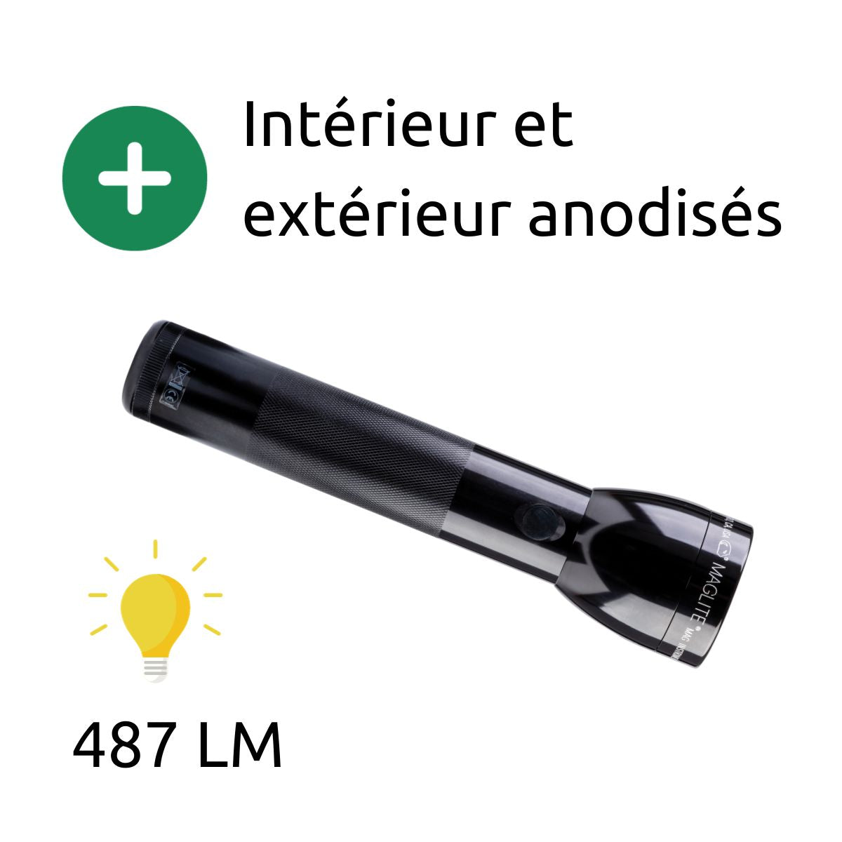 Lampe torche LED ML300L - IPX4 - 2 piles type D - 487 lumens - 23.1cm - Noir - Maglite