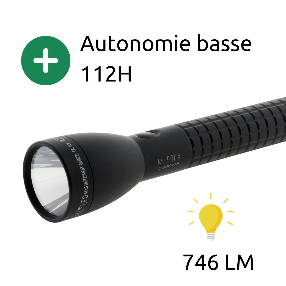 Lampe torche LED ML300LX - IPX4 - 3 piles LR20 D - 746 lumens - 29.8cm - Noir - Maglite