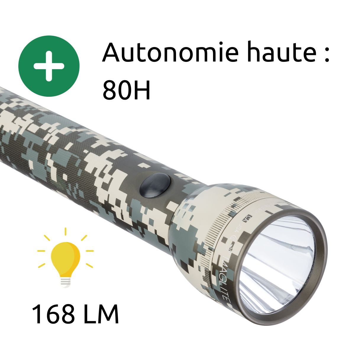 Lampe torche LED ST3 - IPX4 - 3 piles LR20 D - 213 lumens - 31cm - Camouflage - Maglite