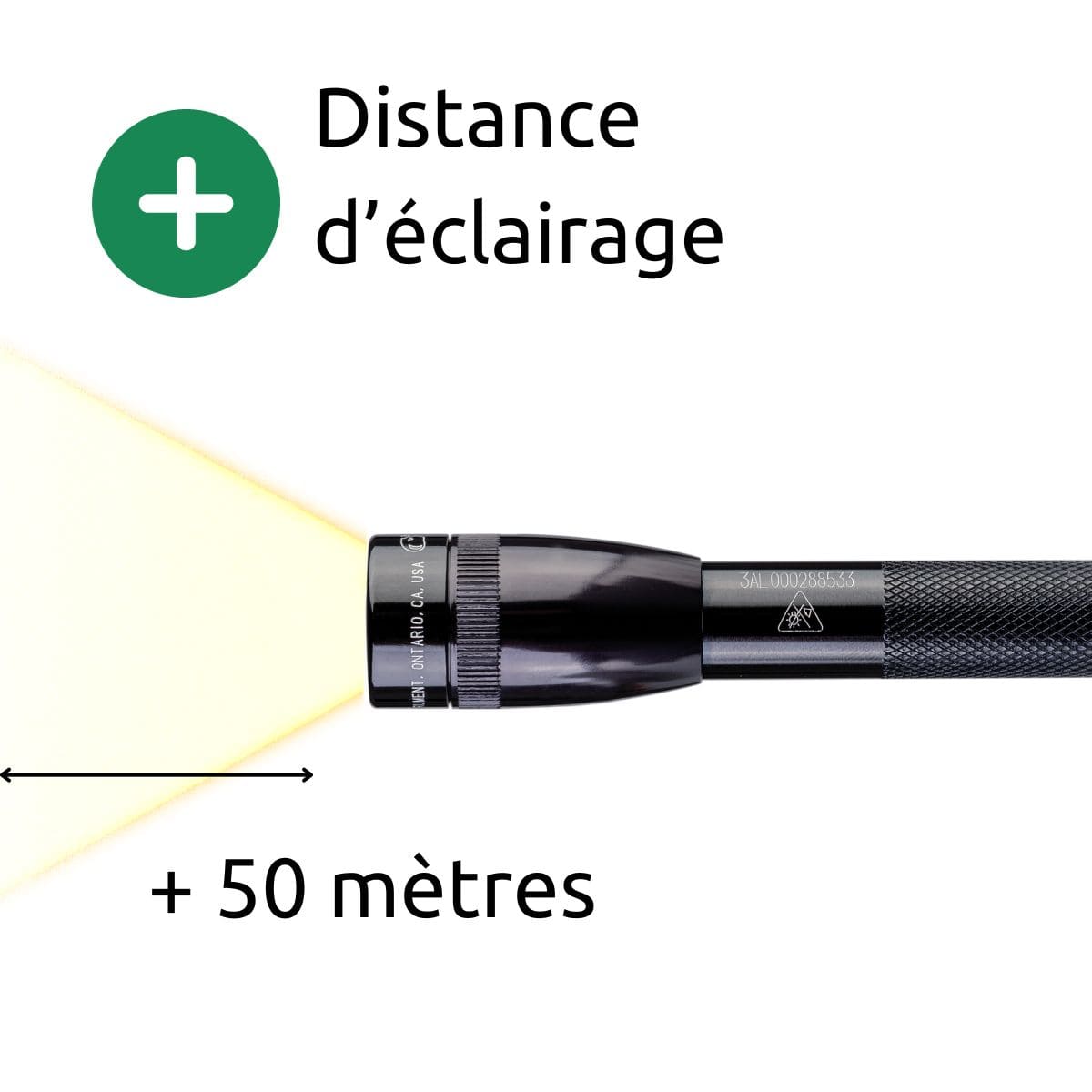 Lampe de poche compacte SP32 - IPX7 - 2 piles AAA - 100 lumens - 12.7 cm - Noir - Super Mini Maglite