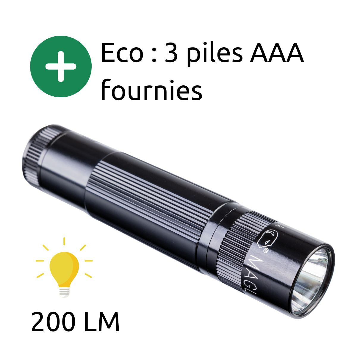 Lampe torche Led XL50 - IPX4 - 3 piles AAA - 200 lumens - 12.2 cm - Noir - Maglite