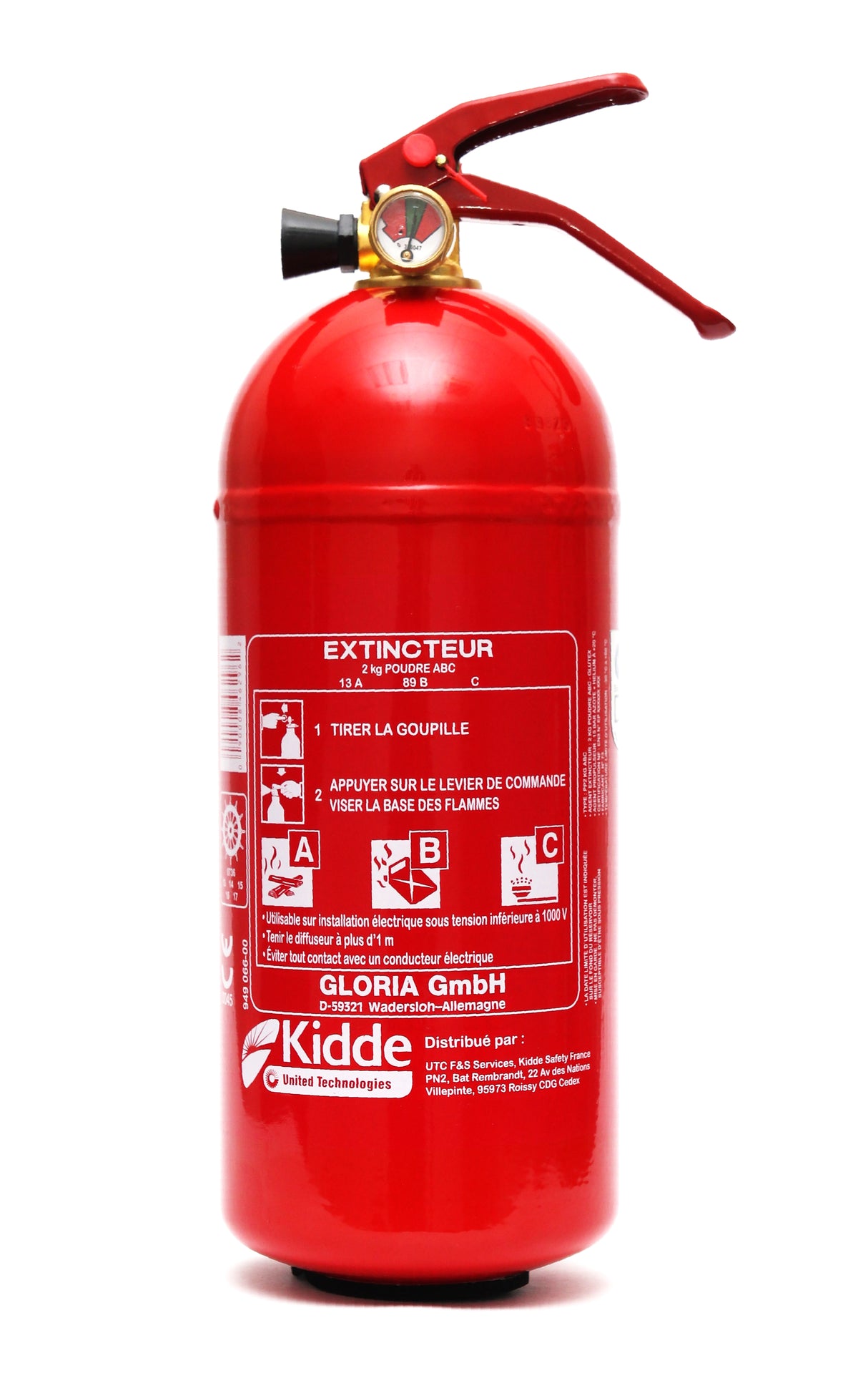 Extincteur polyvalent 2KG ABC - Kidde