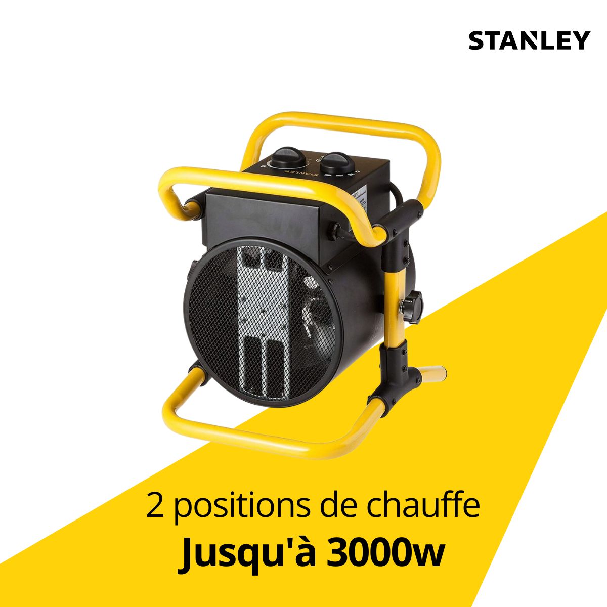 Chauffage électrique industriel de chantier - 3000W - Protection surchauffe - Noir - Stanley