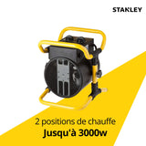 Chauffage électrique industriel de chantier - 3000W - Protection surchauffe - Noir - Stanley