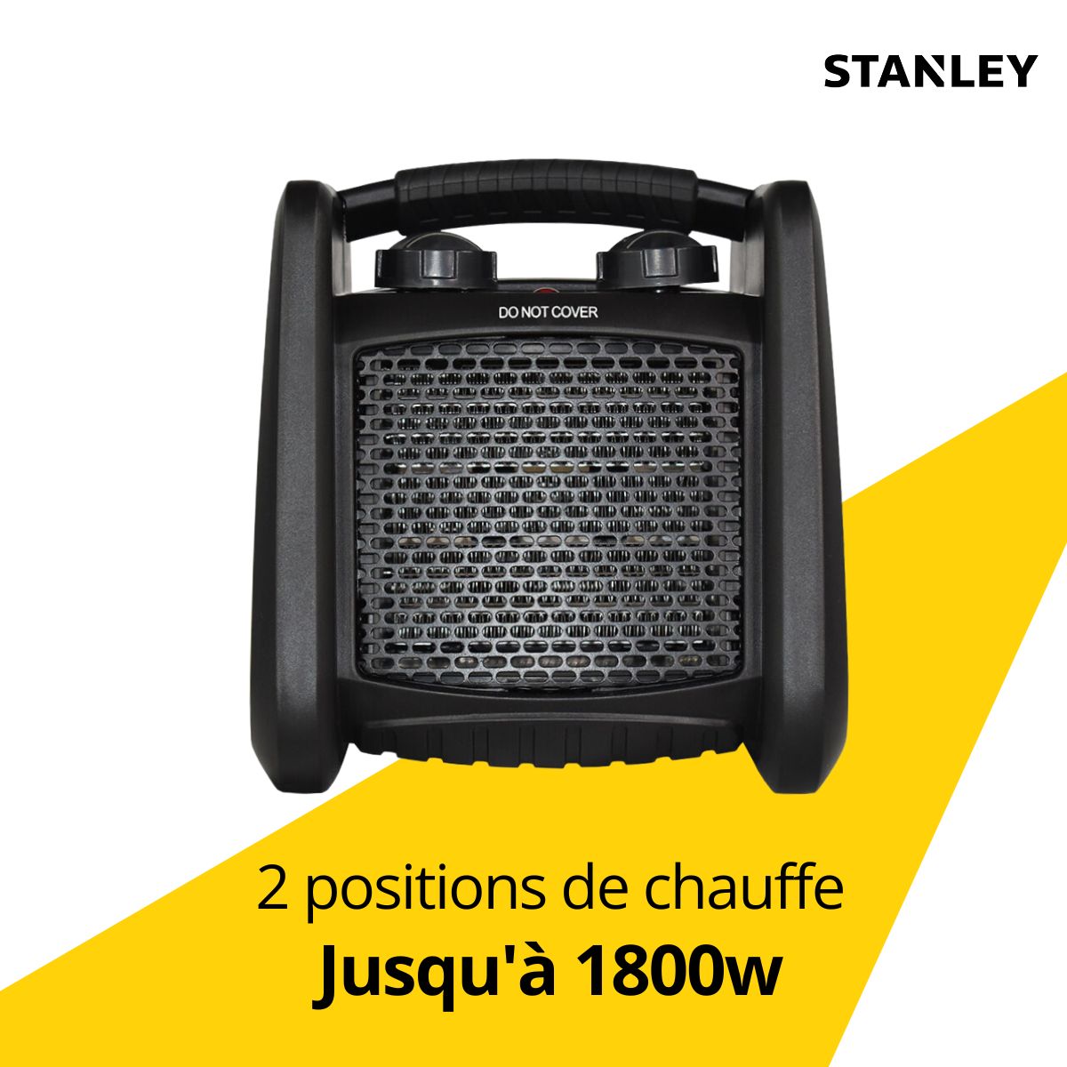 Chauffage électrique pour chantier CÉRAMIQUE PRO 1800W - Fusible de sécurité - 2 positions de chauffe - STANLEY