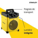 Chauffage électrique de chantier industriel 3000W - Projecteur LED orientable - 2 positions de chauffe - Jaune - Stanley