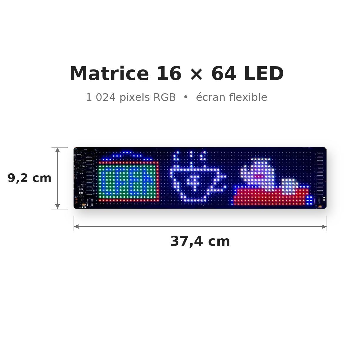 Panneau matriciel LED pixel programmable 1024px - USB + Bluetooth - Néolium