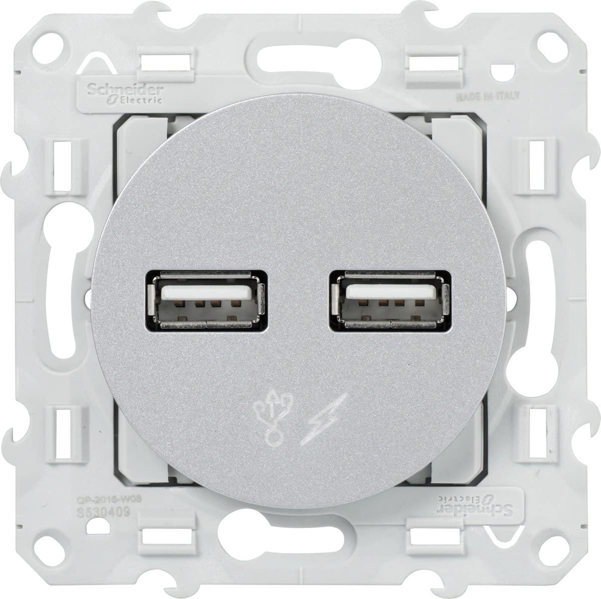 Double chargeur USB 2.1A 5V aluminium Odace