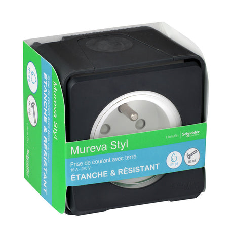 Prise 2P+T en saillie étanche IP55 - Mureva - Schneider