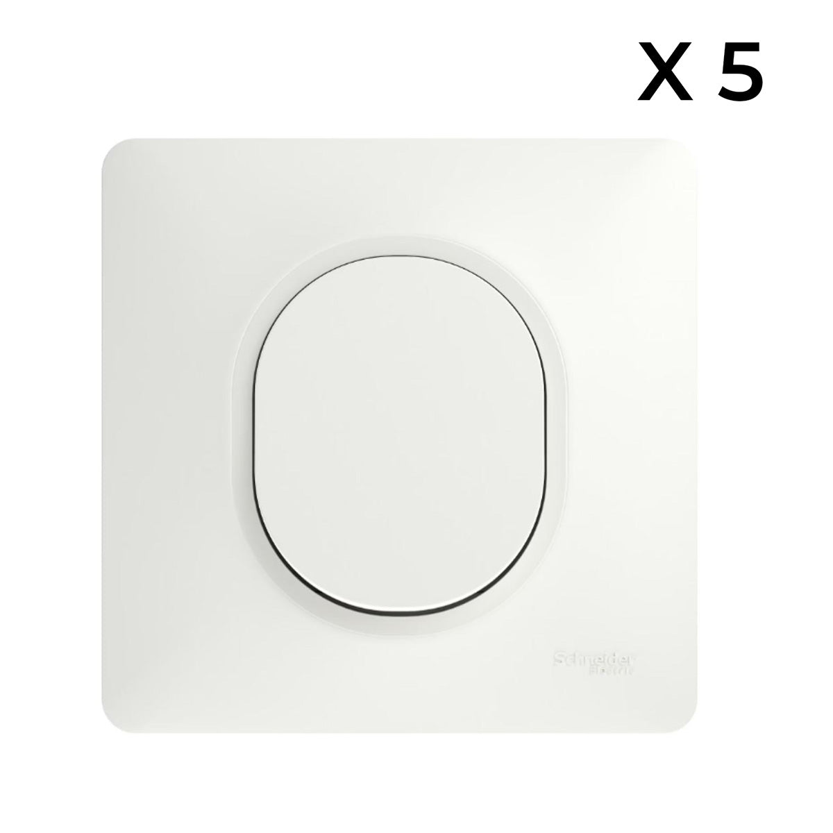 Lot 5 interrupteurs va-et-vient brochables + plaque - Ovalis - Schneider