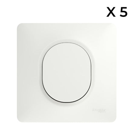 Lot 5 interrupteurs va-et-vient brochables + plaque - Ovalis - Schneider