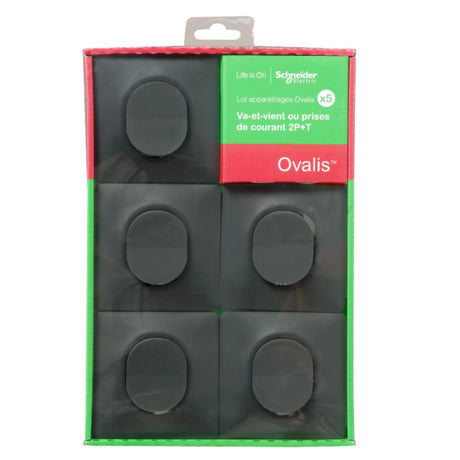 Lot 5 interrupteurs va-et-vient brochables + plaque - Ovalis - Schneider