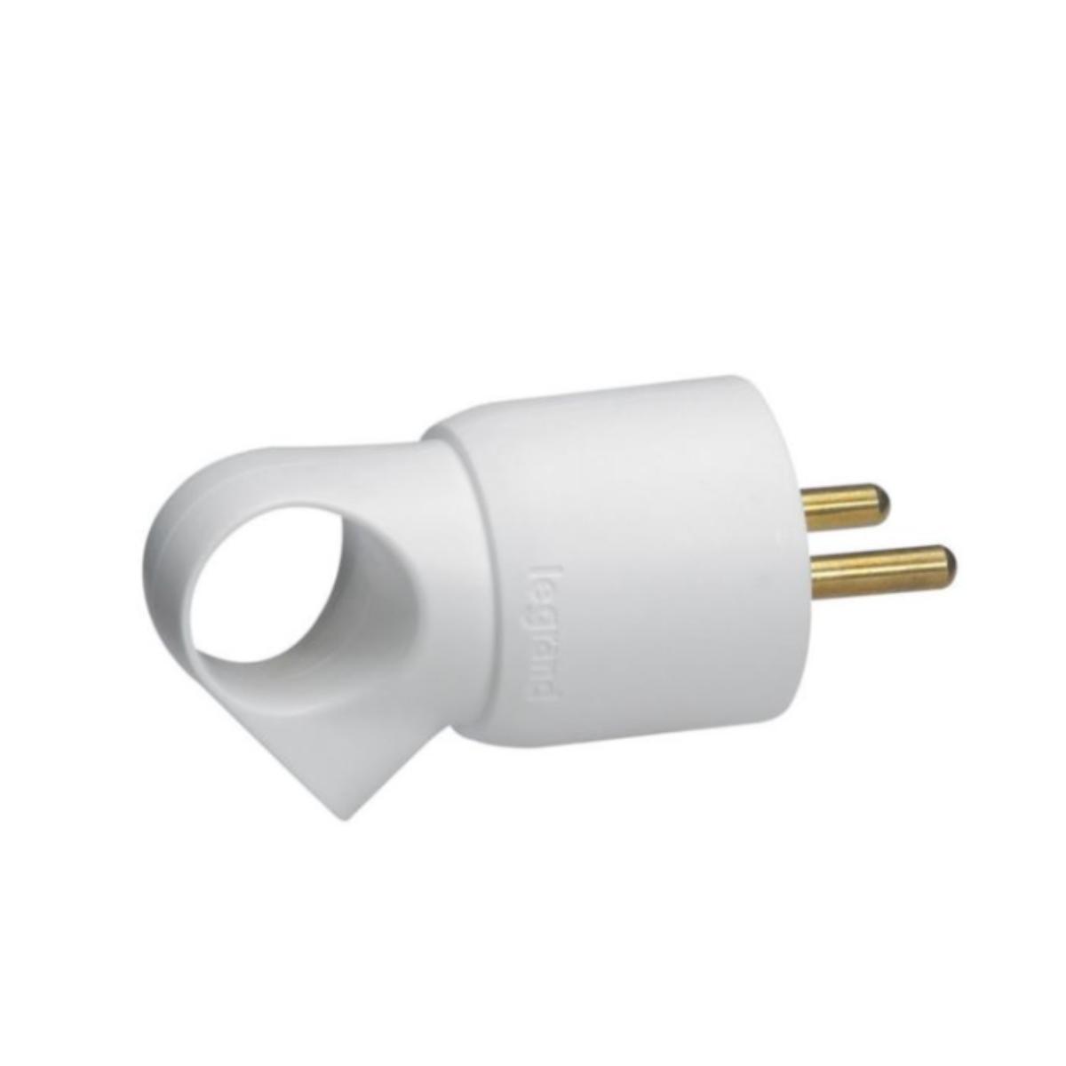 Fiche plastique Blanche 2P+T 16A à anneau avec étiquette avec Gencod - Legrand