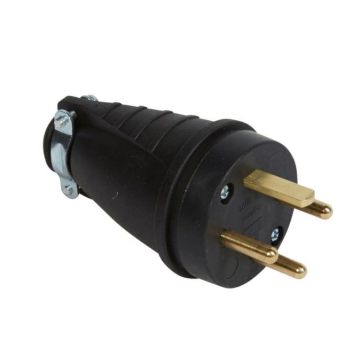 Fiche caoutchouc 3P+T 20A à sortie droite + anneau de suspension - Legrand