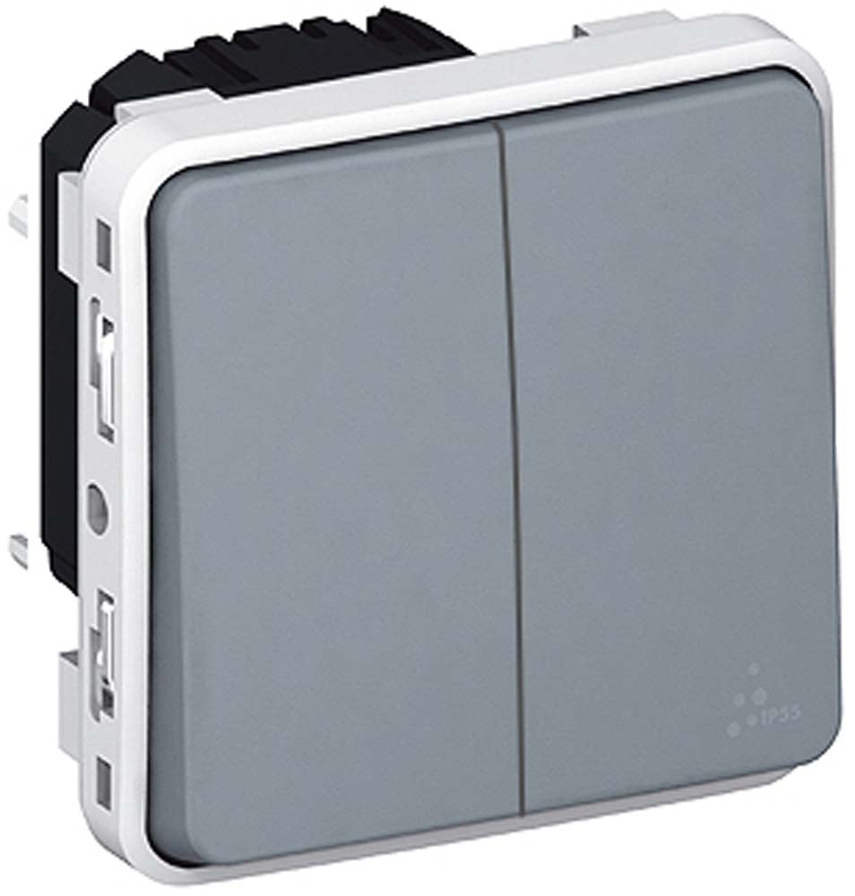 Double interrupteur va et vient saillie IP55 à composer - Plexo - Legrand