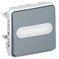 Bouton poussoir lumineux 6A + porte étiquette saillie à composer - Plexo - Legrand
