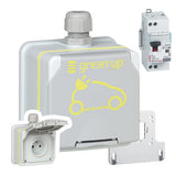 Prêt-à-poser Green'up Access pour voiture électrique prise courant saillie patère + disjoncteur différentiel - Legrand