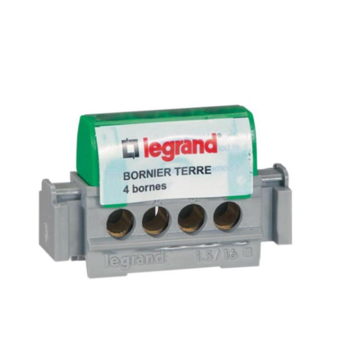Bornier de terre 4 bornes câble 1,5 à 16 mm² - Legrand