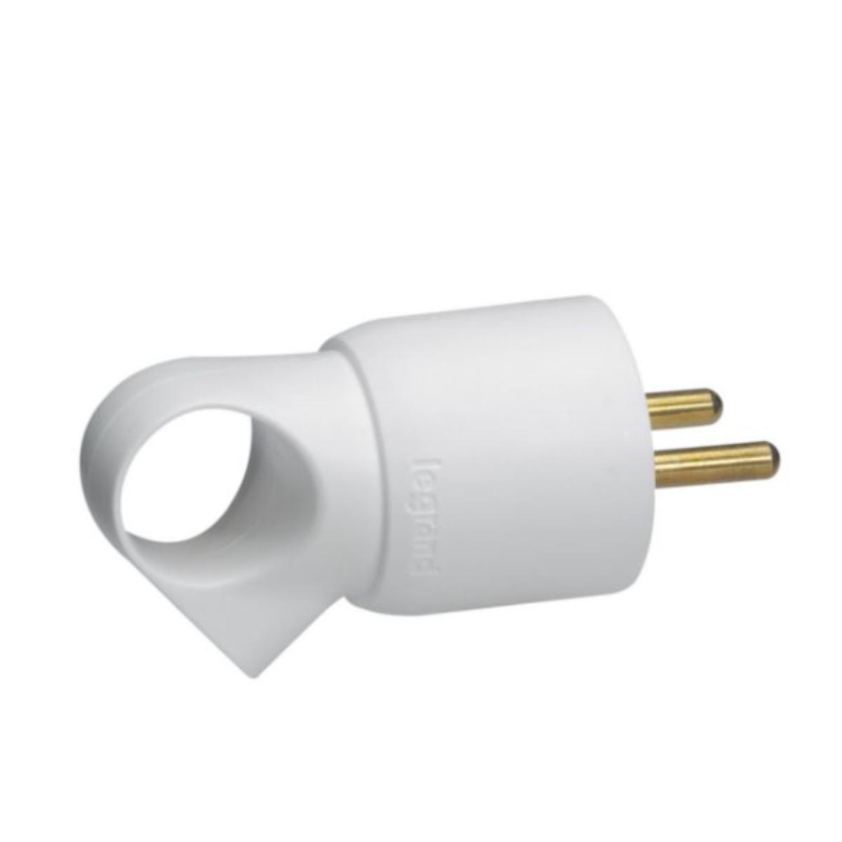 Fiche mâle Blanche avec terre plastique Annela avec anneau - Legrand