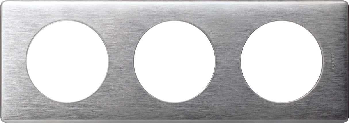 Plaque de finition 3 postes Céliane finition métal - Legrand
