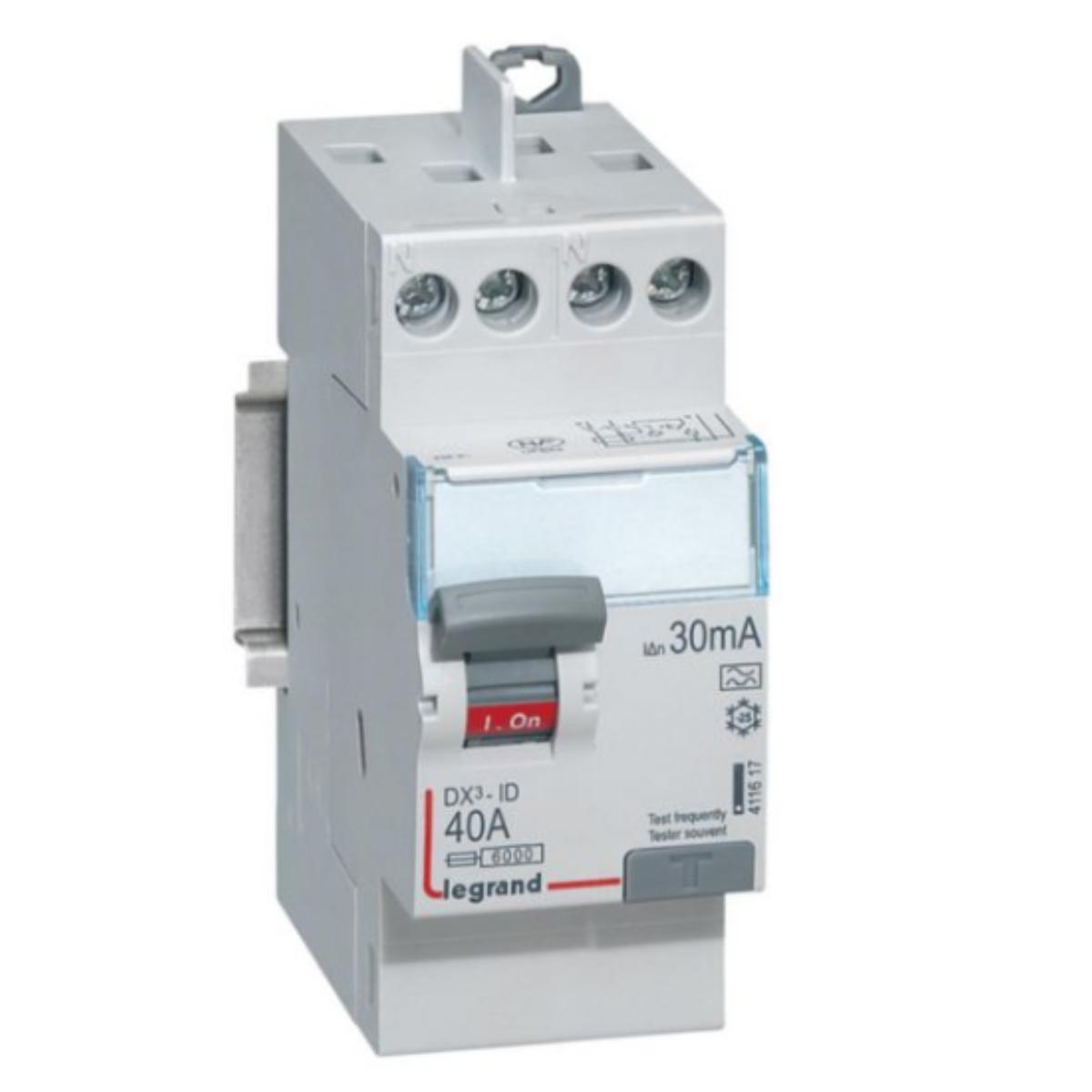 Interrupteur différentiel DX³ ID 2P 230V 40A type A 30mA - Legrand
