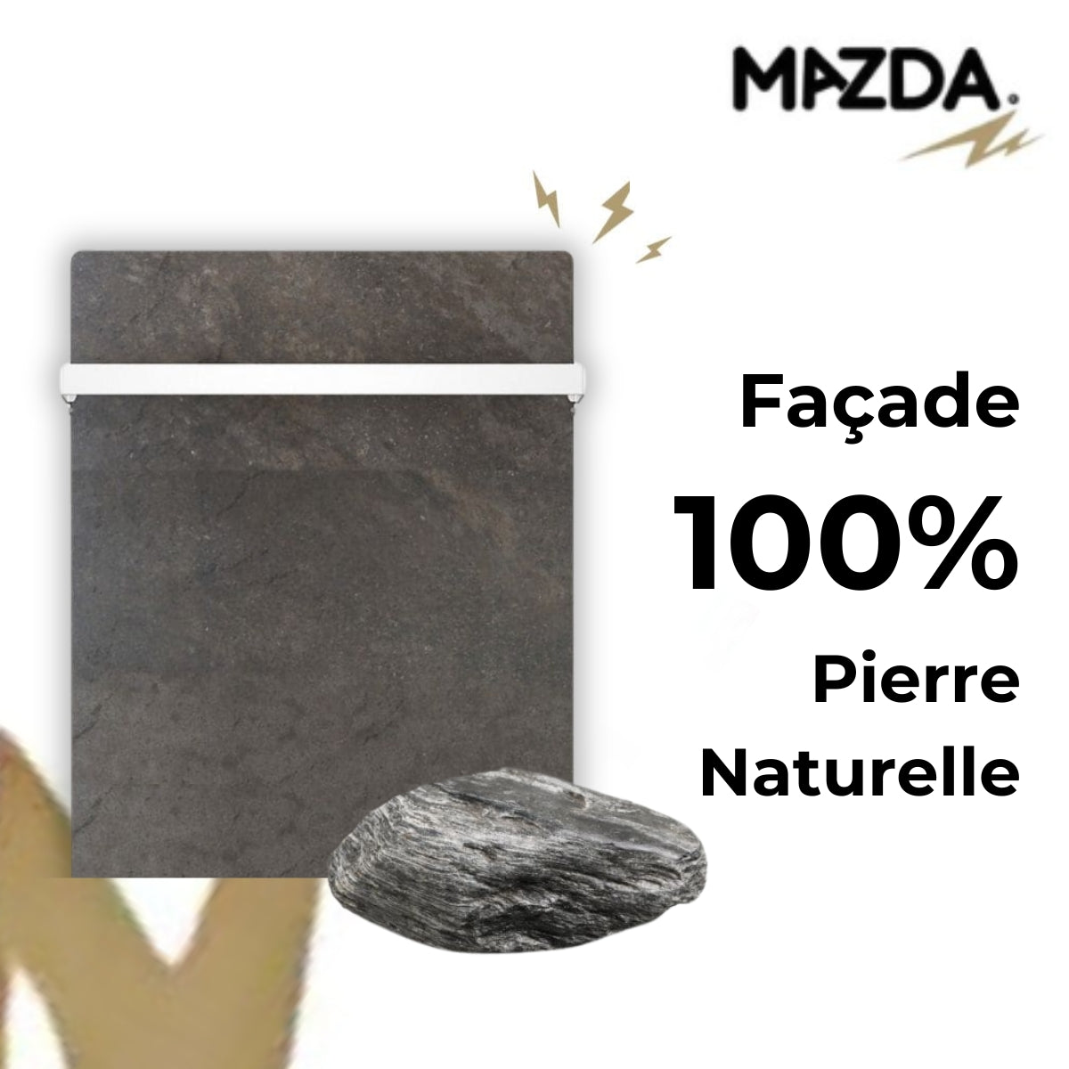 Chauffage sèche-serviette inertie sèche pierre naturelle - 1000W - gris - Mazda