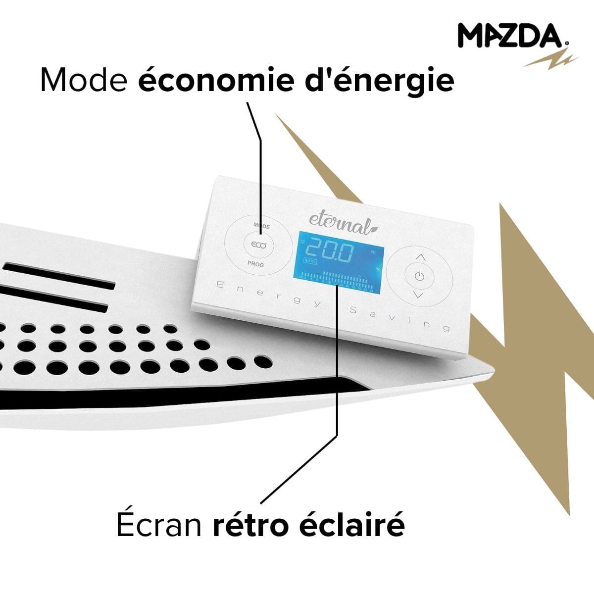 Radiateur - Pierre naturelle - Inertie sèche - Thermostat programmable - Façade incurvée - Curvado-Mazda