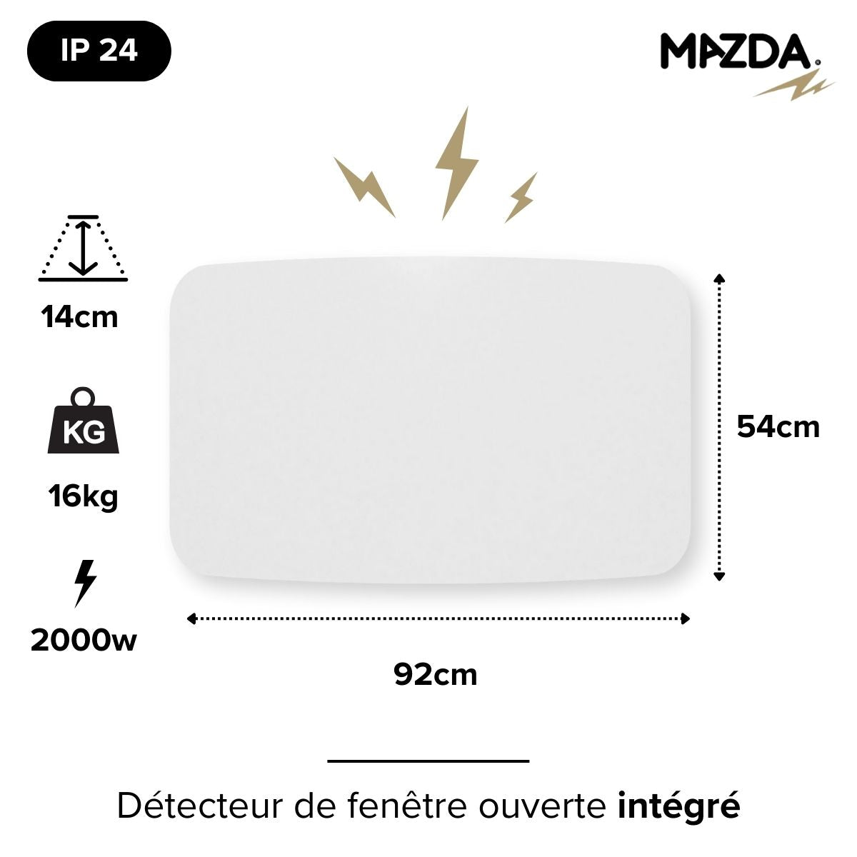 Radiateur - Pierre naturelle - Inertie sèche - Thermostat programmable - Façade incurvée - Curvado-Mazda