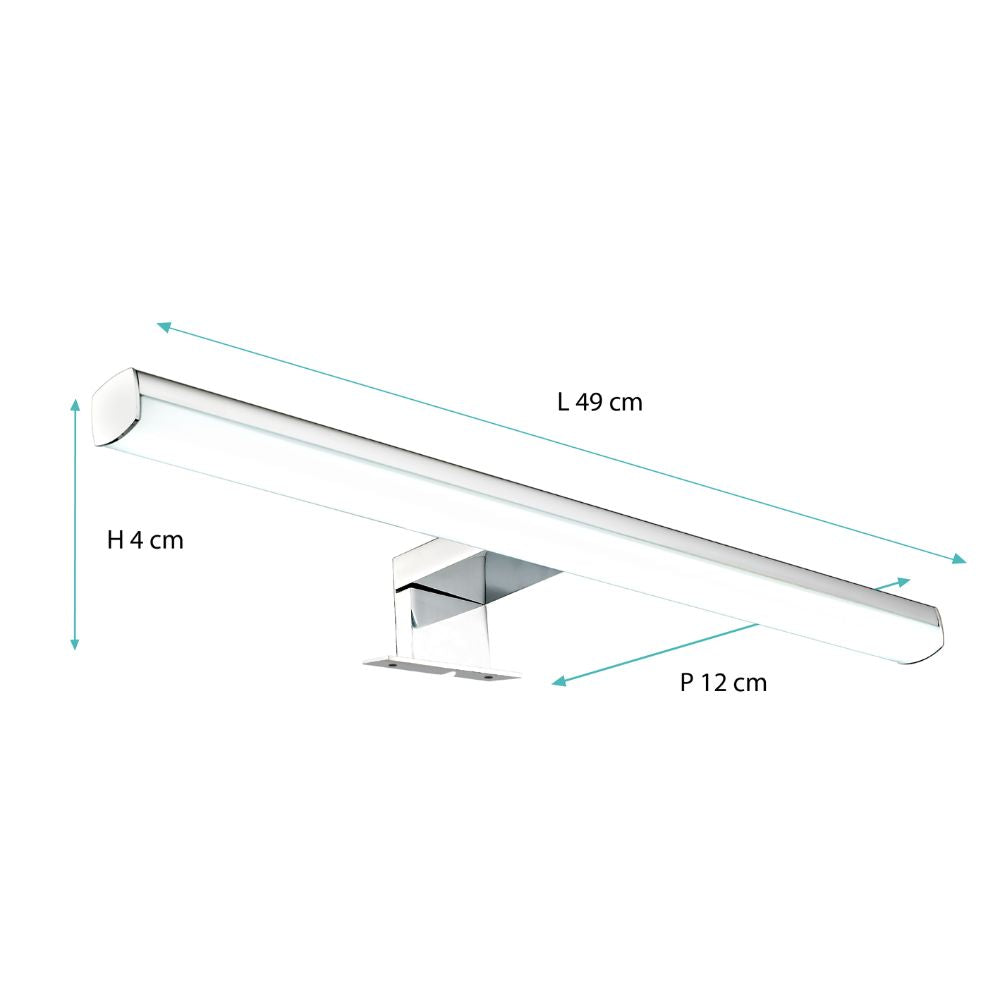 Applique de salle de bain 50 cm chrome (10W 600LM 4000K IP44) - Voltman