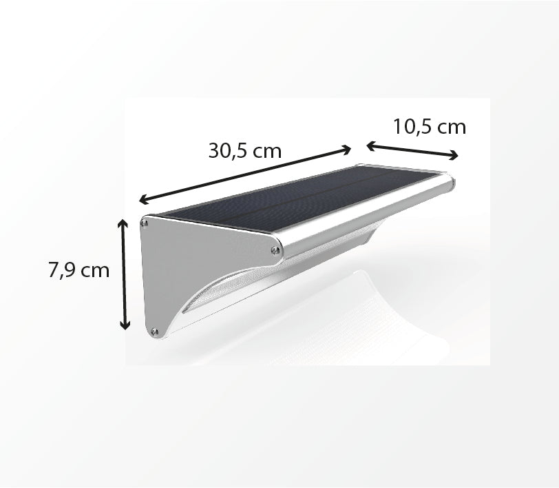 Applique solaire avec détecteur de mouvement 30 cm - 1100lm - classe A++ - Akov Voltman