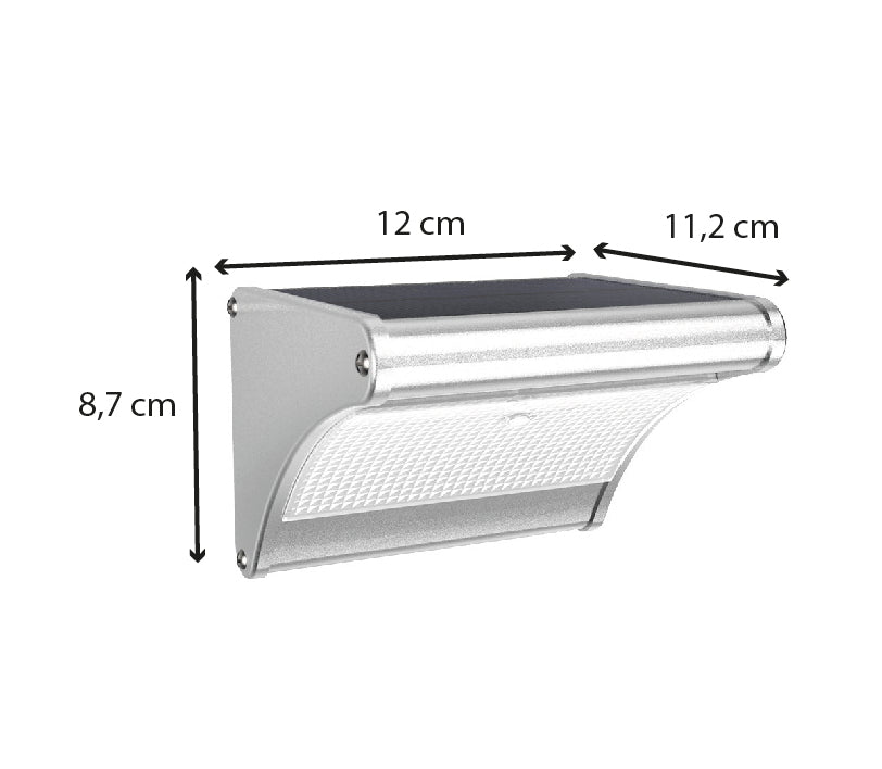 Applique solaire A++ avec détecteur de mouvement 12 cm - 450lm - gris - Akov Voltman