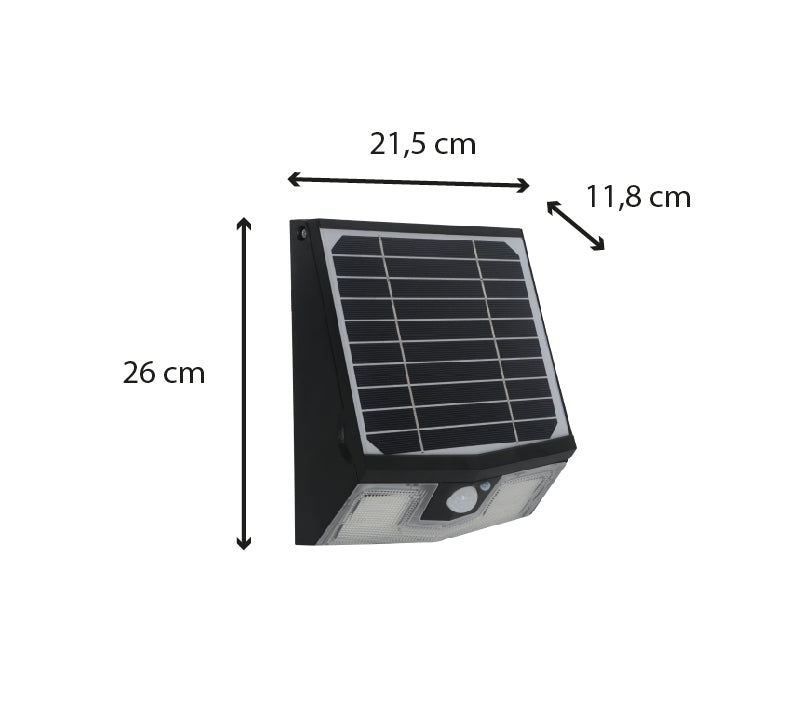 Applique solaire avec détecteur de mouvement IP65 (700Lm 4000K A++) Noire - Voltman