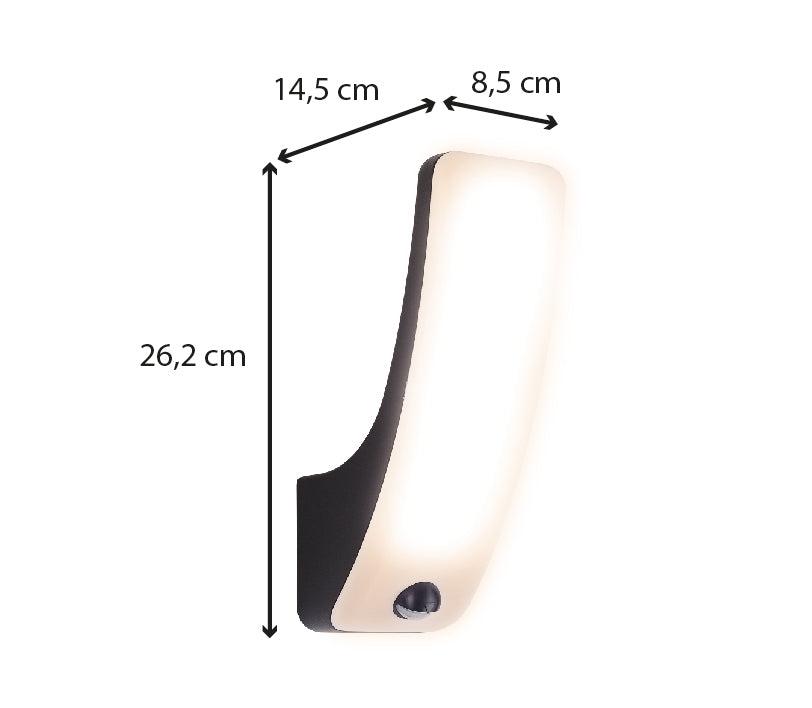 Applique extérieure A++ Kuta et détecteur de mouvement IP54 1600lm - Voltman