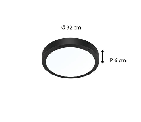 Plafonnier extérieur oval IP65 (1800LM 5700K A++) Noire - Voltman