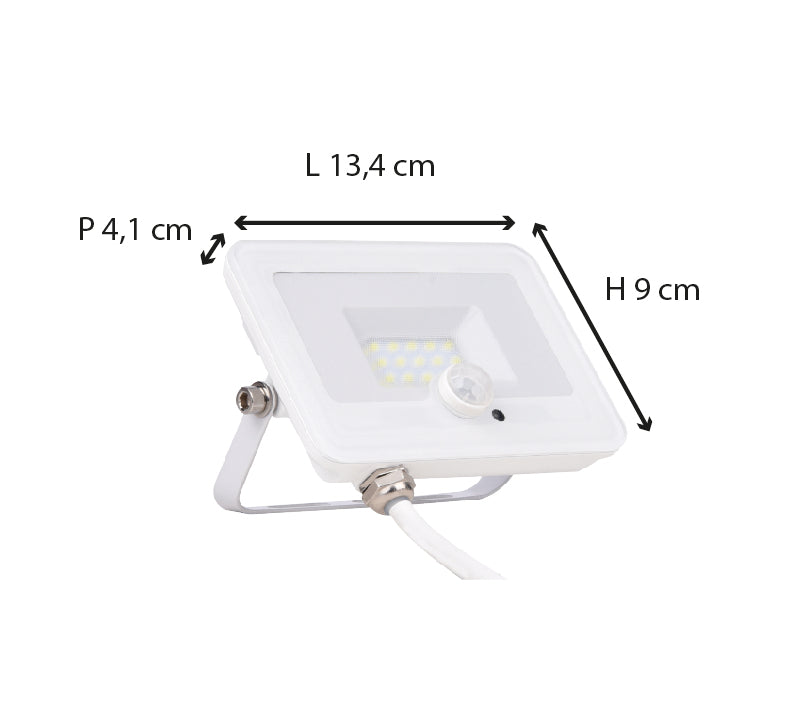 Projecteur slim avec détecteur de mouvement IP65 (6500K A++) Blanc - Voltman