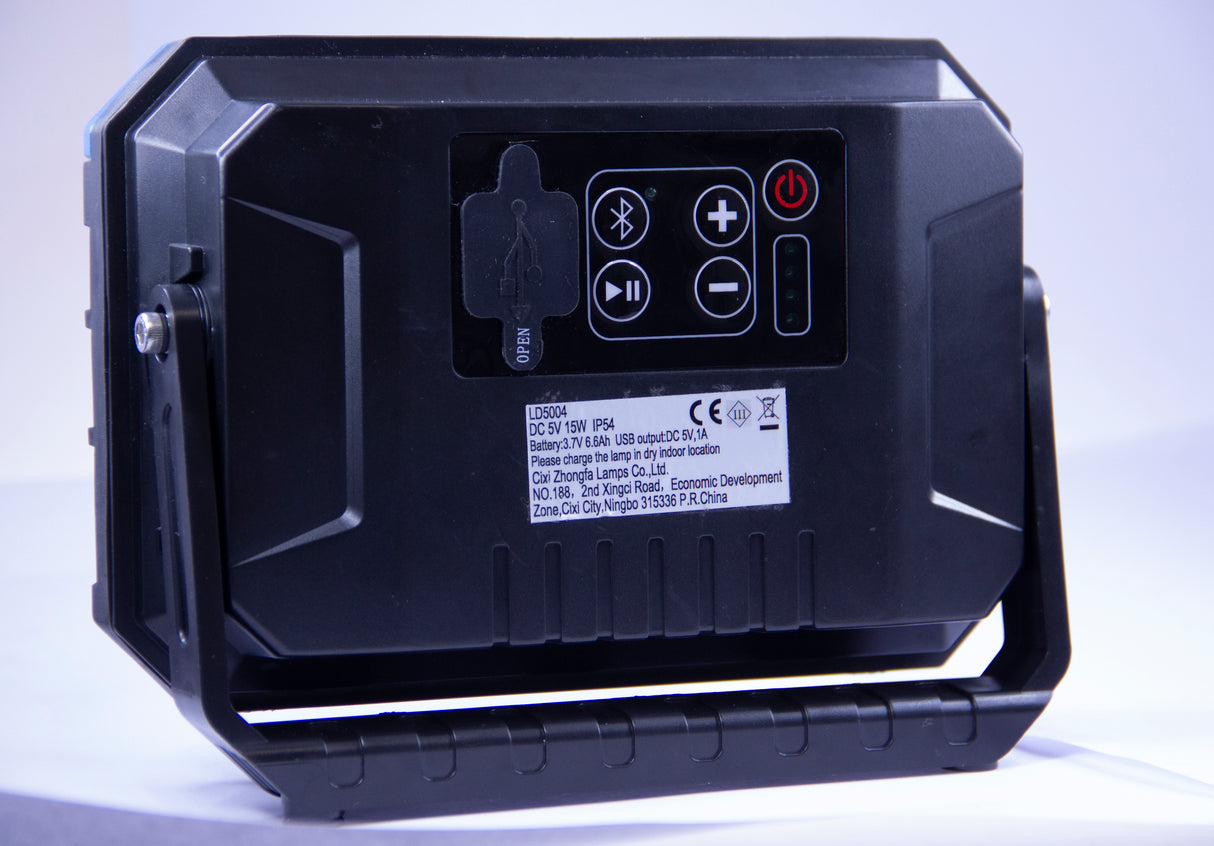 Projecteur de chantier Tony 6500K 110° avec Bluetooth et sortie USB 1200lm - Voltman