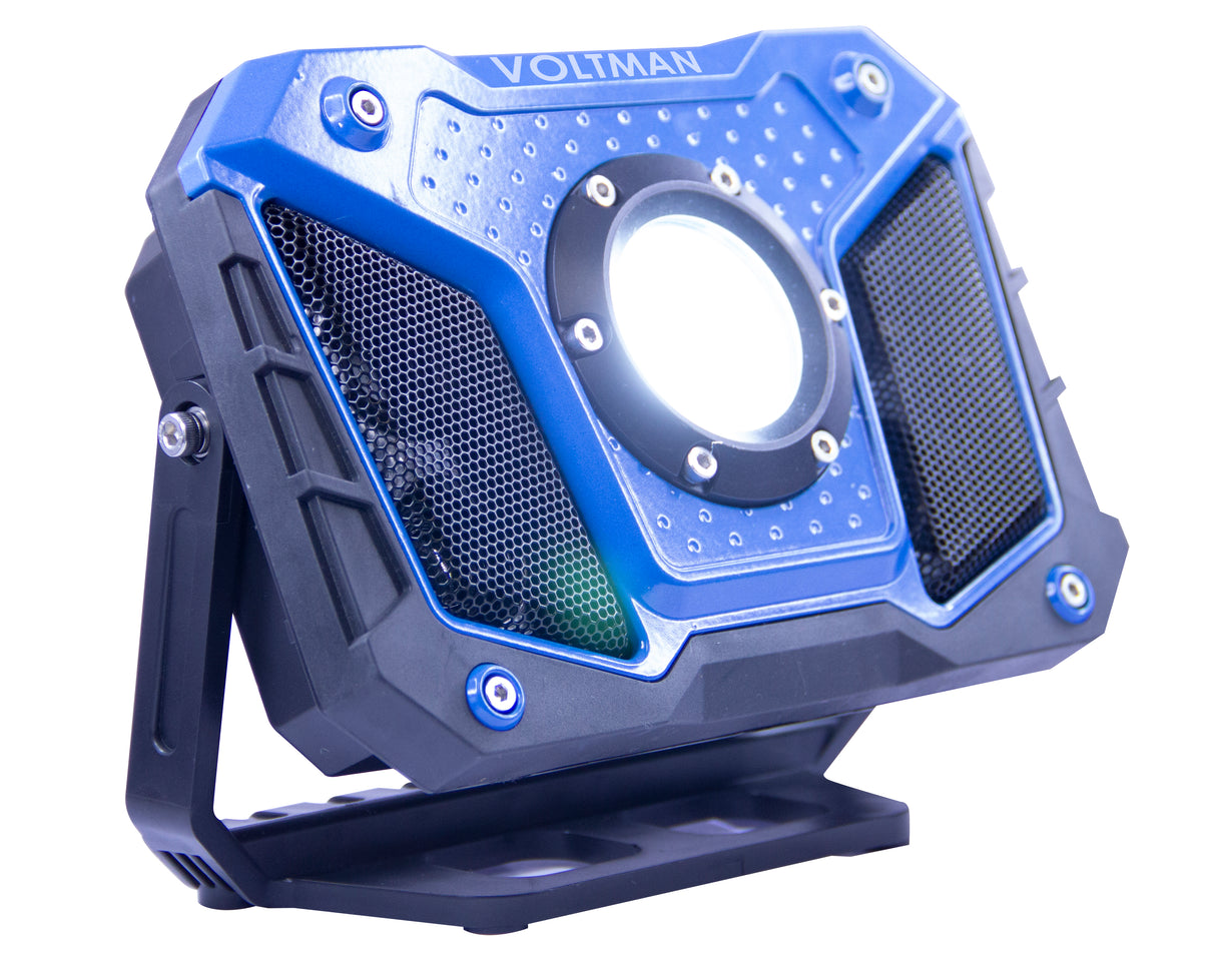 Projecteur de chantier Tony 6500K 110° avec Bluetooth et sortie USB 1200lm - Voltman