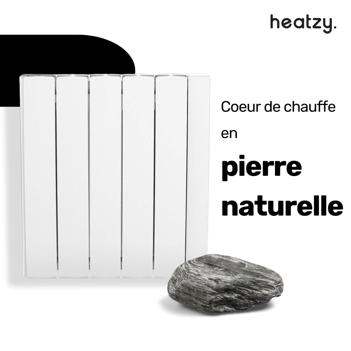 Radiateur électrique - Connecté Wi-Fi - Pierre naturelle - Inertie sèche - Affichage digital - Blanc - Onyx Heatzy