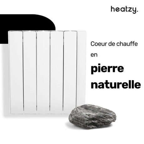 Radiateur inertie sèche 1000/2000W - Wifi pierre naturelle - Onyx Heatzy