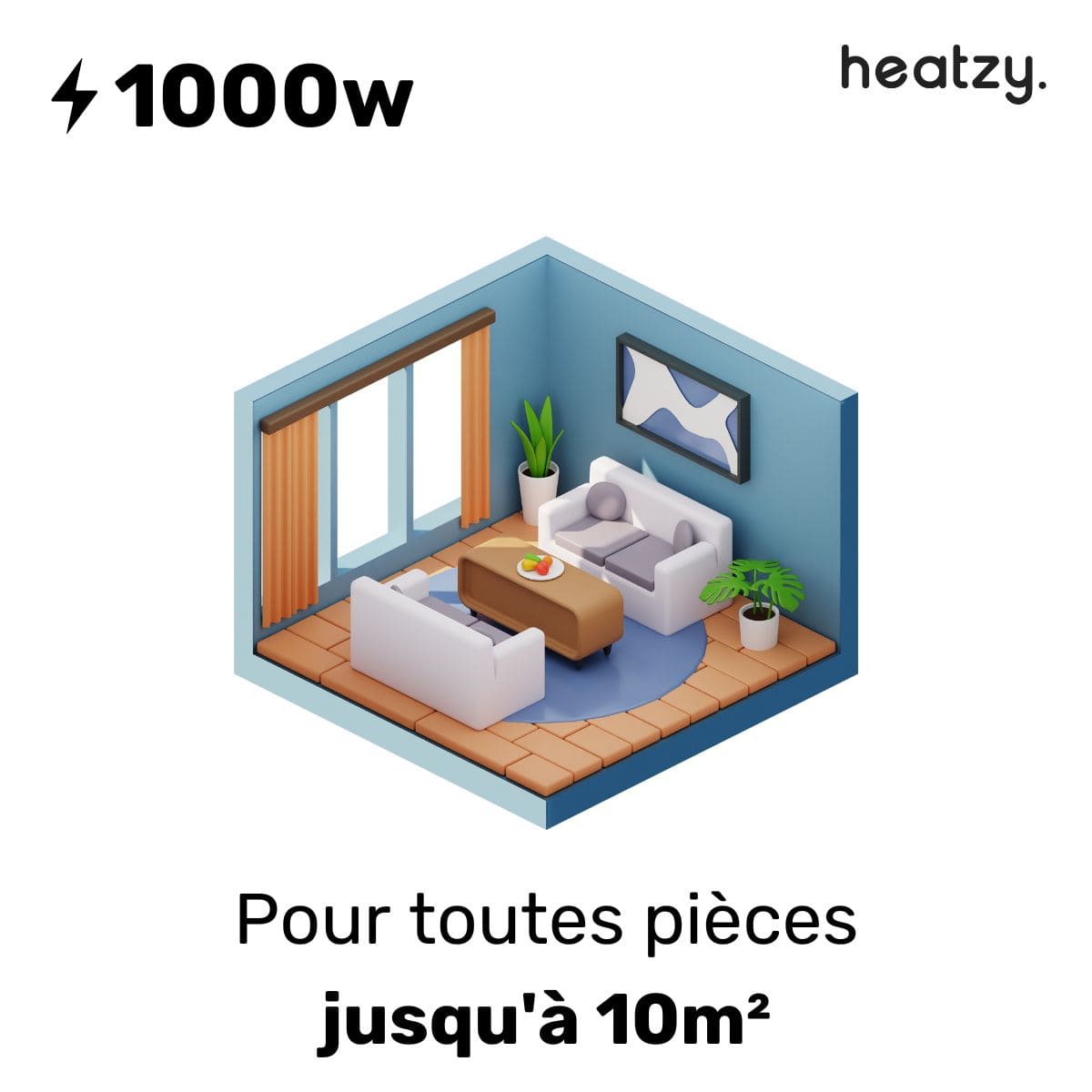 Radiateur inertie sèche 1000/2000W - Wifi pierre naturelle - Onyx Heatzy