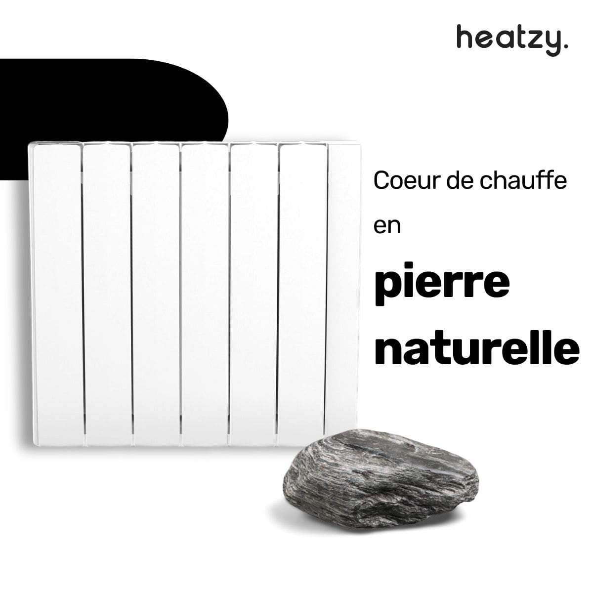 Radiateur inertie sèche 1000/2000W - Wifi pierre naturelle - Onyx Heatzy