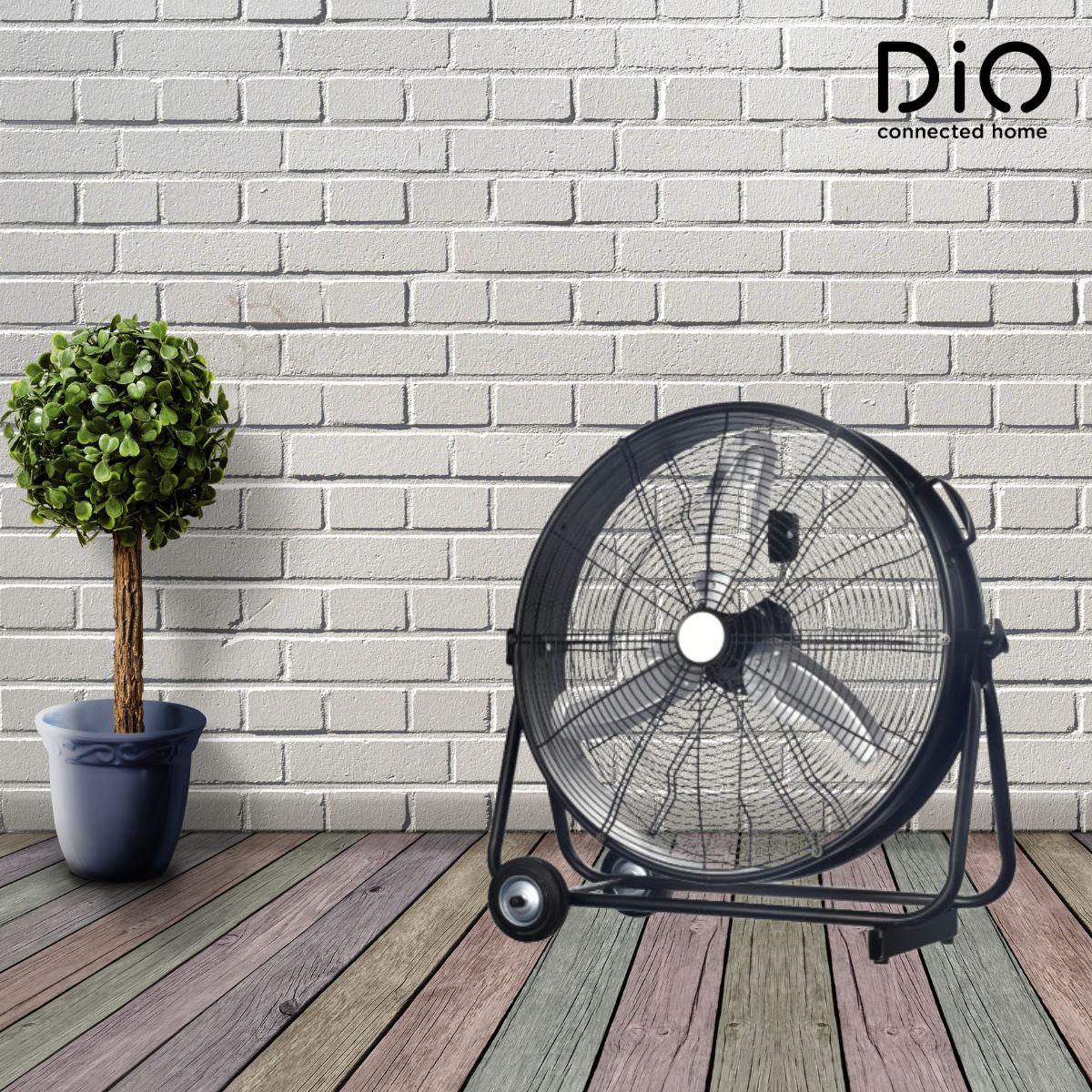 Brasseur d'air Industriel Inclinable Noir - 60cm - 180W - 3 vitesses - Métal - Dio