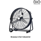 Brasseur d'air Industriel Inclinable Noir - 60cm - 180W - 3 vitesses - Métal - Dio