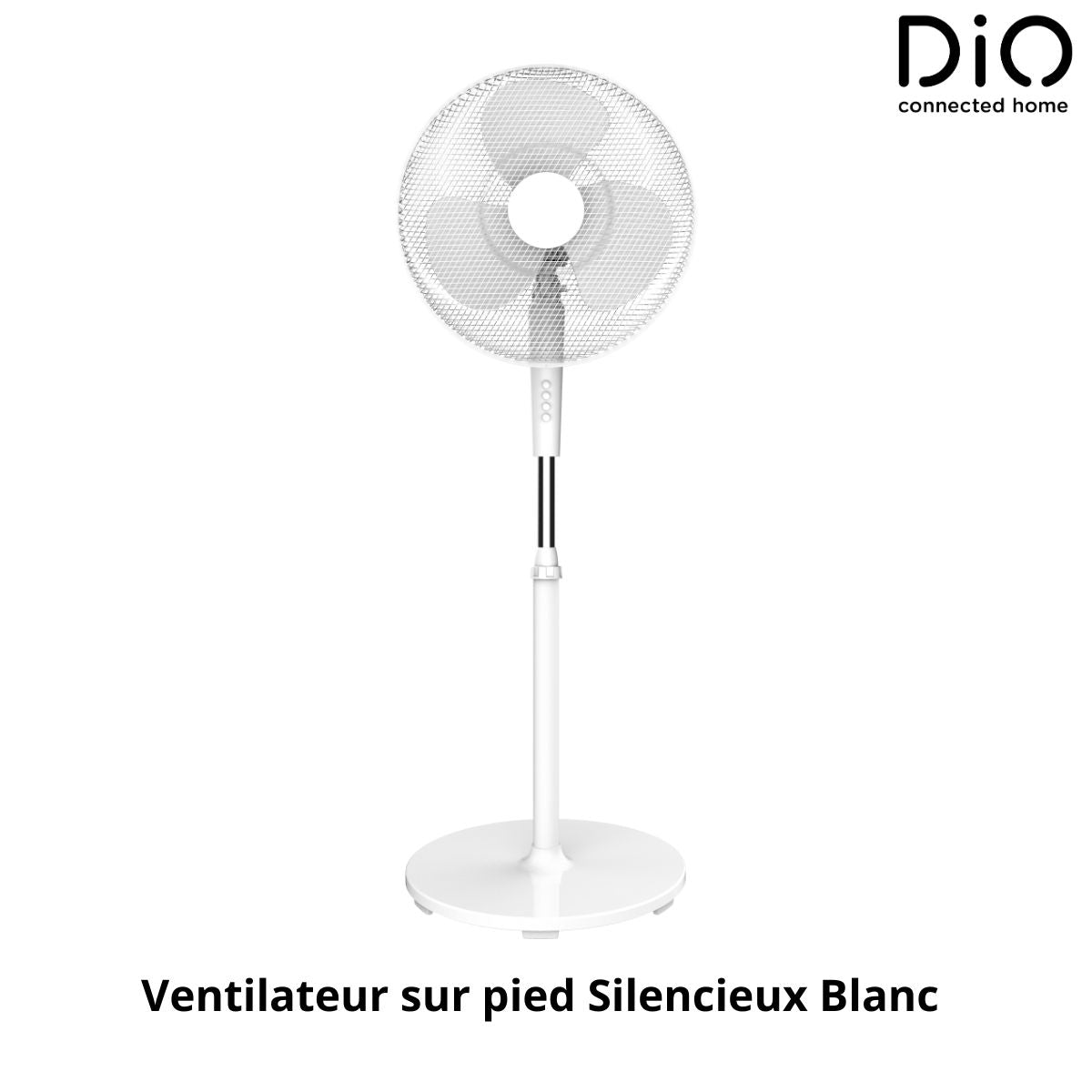 Ventilateur de Table Silencieux et Oscillant Blanc- 45W - 40cm Design Rond - 3 Vitesses - DIO