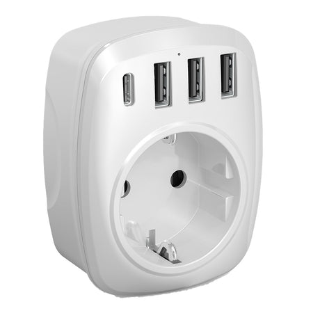 Adaptateur voyage UE/US + 4 ports USB - Voltman