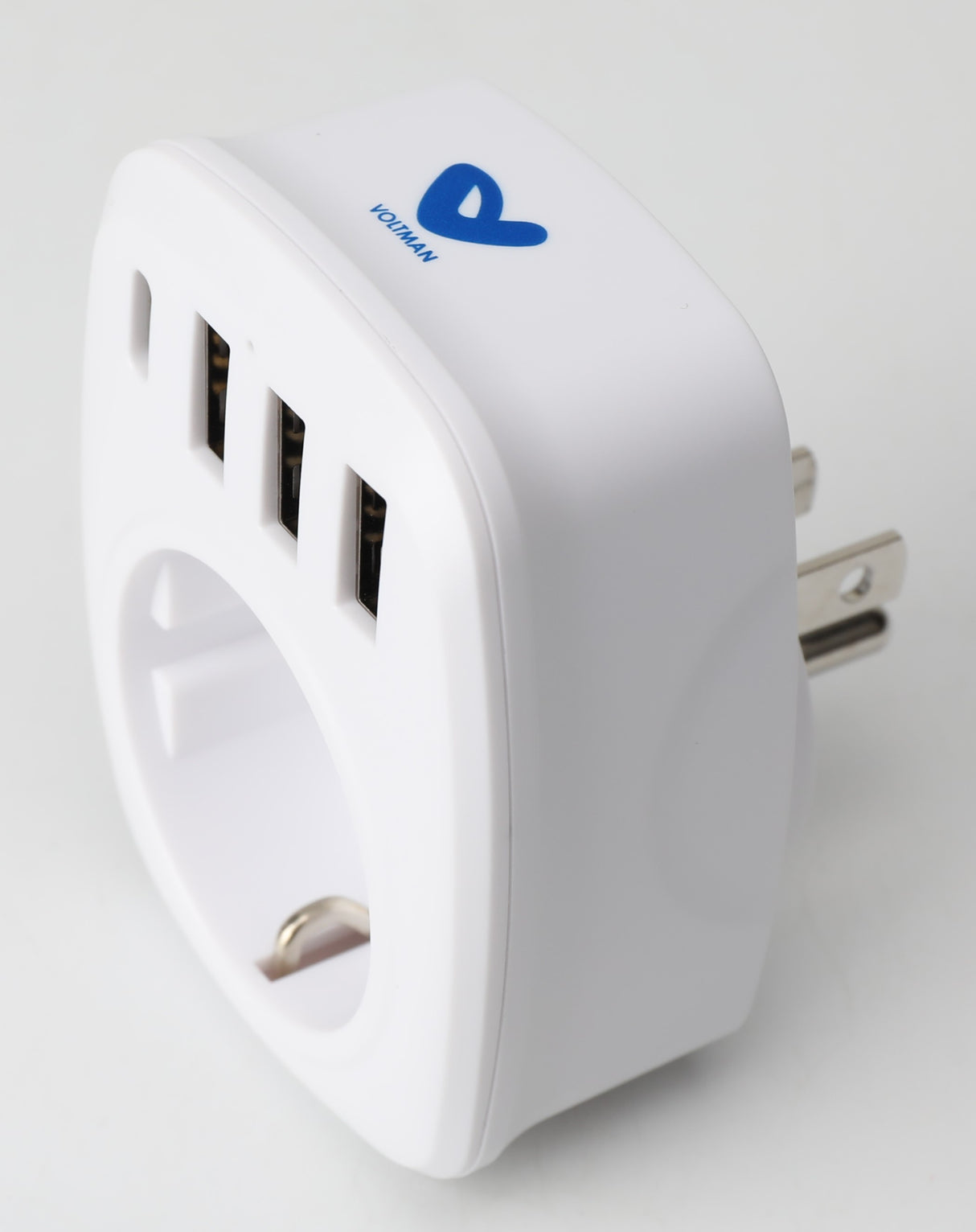 Adaptateur prise voyage UE/US - 4 ports USB inclus - prise européenne vers prise US - blanc - Voltman