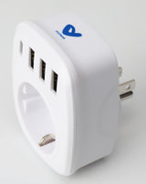 Adaptateur prise voyage UE/US - 4 ports USB inclus - prise européenne vers prise US - blanc - Voltman