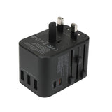 Adaptateur prise voyage universel international - 5 ports USB inclus - noir - Voltman