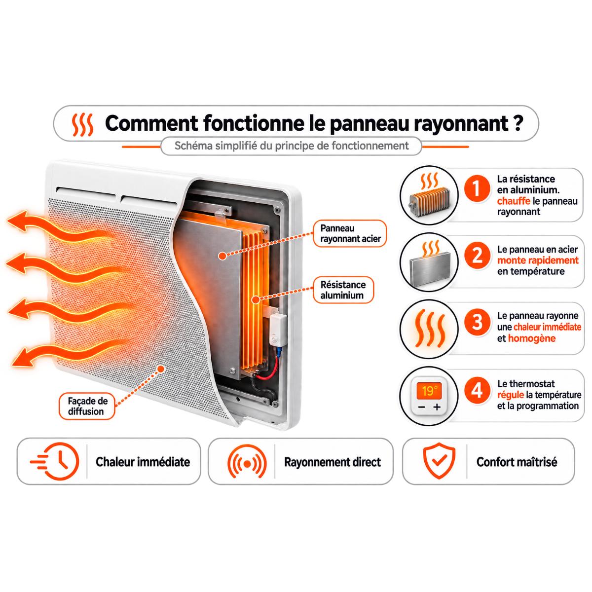 Chauffage électrique panneaux rayonnants 500 à 2000W - Voltman